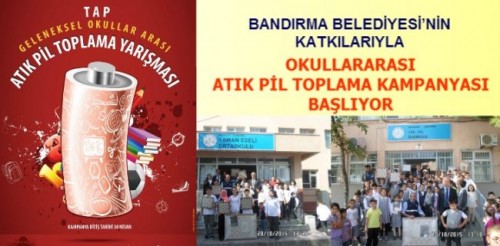 Bandırma'da Okullar Arası Atık Pil Toplama Kampanyası