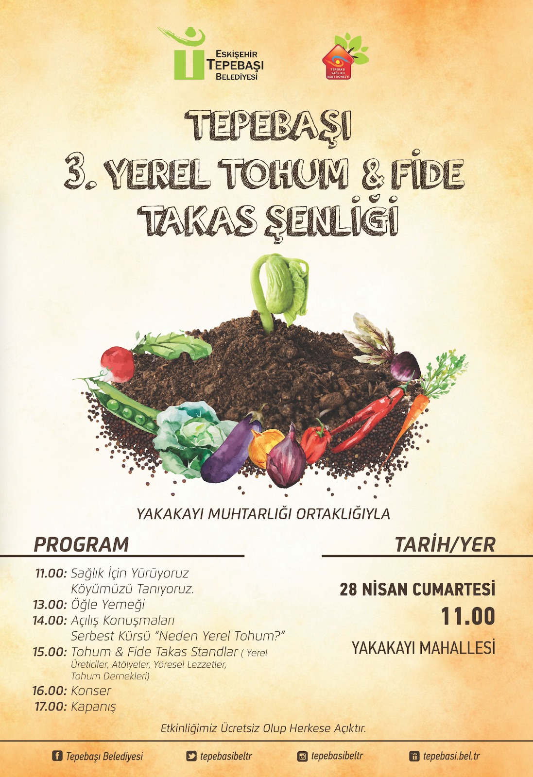Tepebaşı Belediyesi 3. Yerel Tohum-Fide Takas Şenliği 28 Nisan 2018 Cumartesi Günü Yapılacaktır